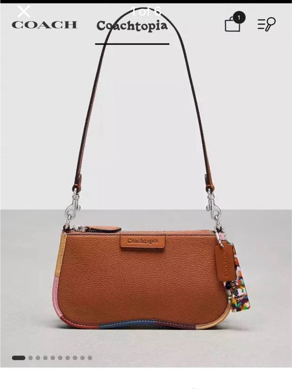 Coach- small wavy shoulder bag in Coachtopia leather with colorful binding
